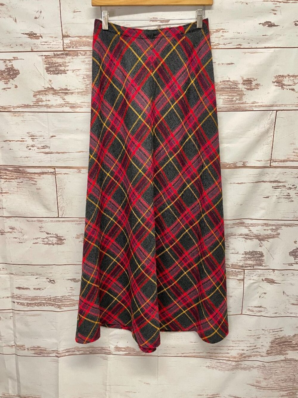Vintage Union Made Happy Cat Plaid Maxi Skirt